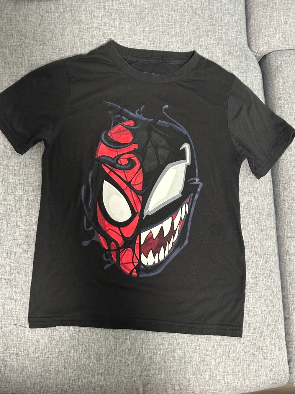 Marvel Kids Black Spider-Man and Venom Split Face Graphic Tee